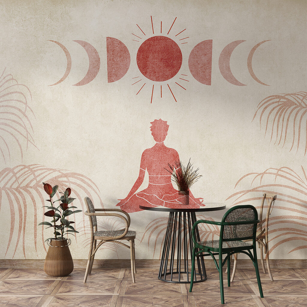 Méditation sous les lunes dans un intérieur