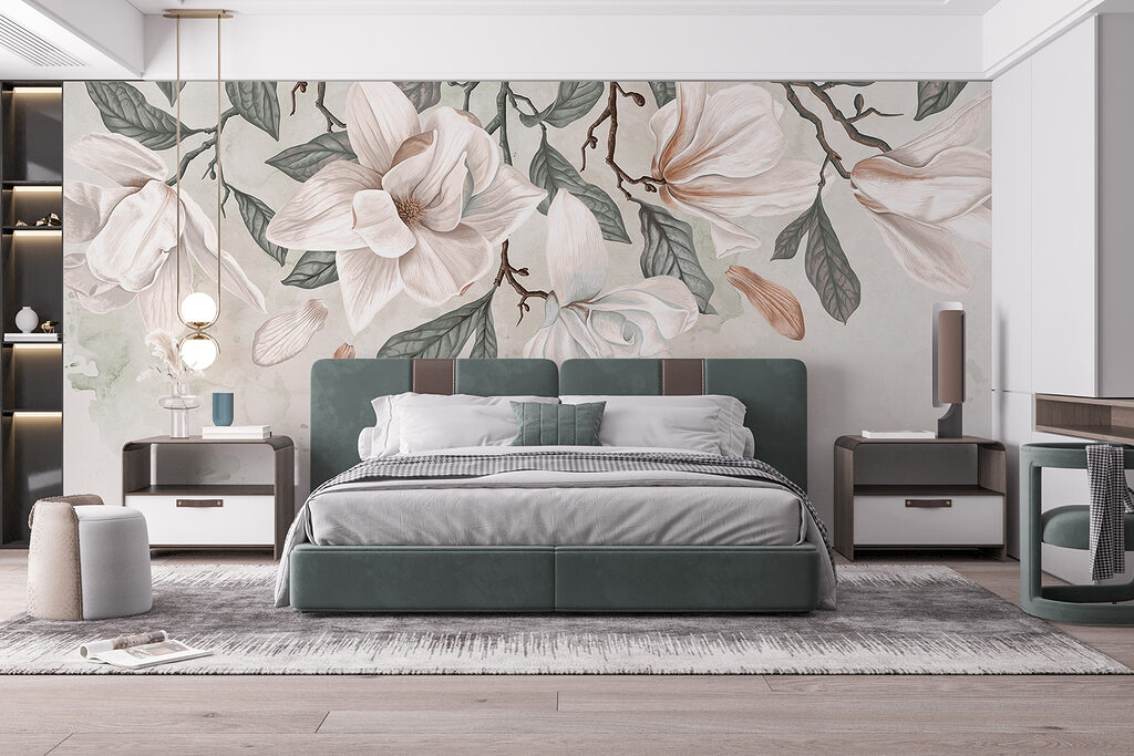 Rameaux fleuris sur blanc — intérieur 4