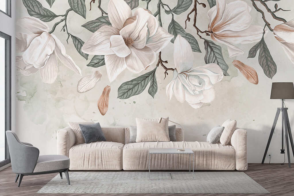 Rameaux fleuris sur blanc — intérieur 6