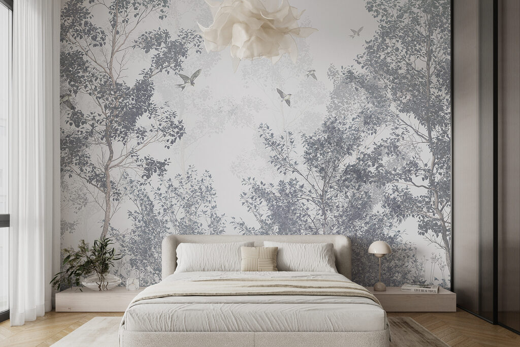 Oiseaux au-dessus des arbres — intérieur 1