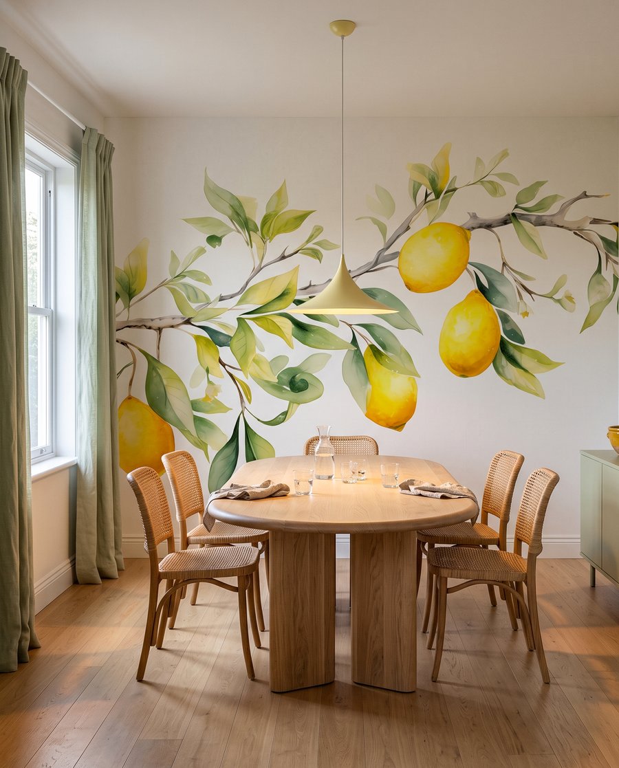 Branche de citronnier fleurie dans un intérieur