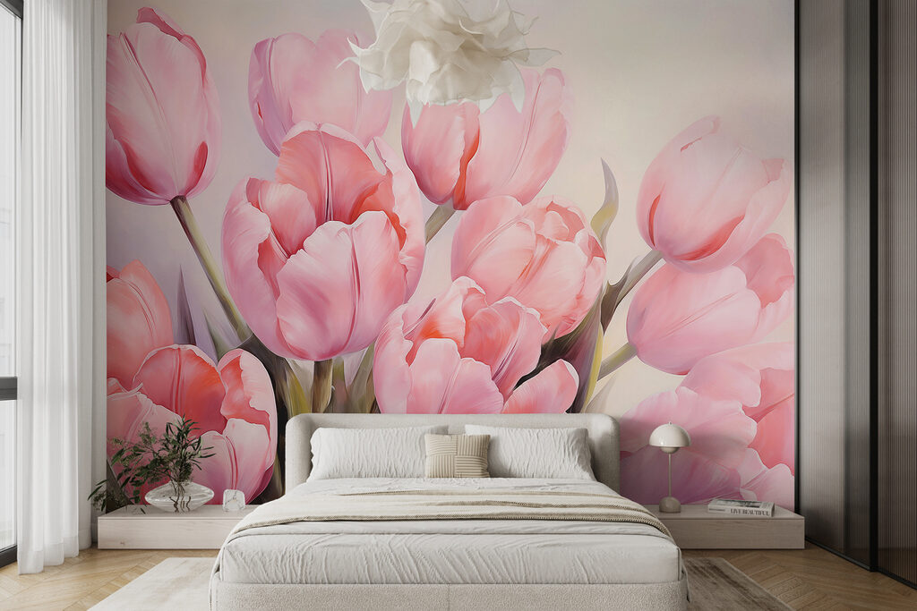 Bouquet de tulipes roses dans un intérieur
