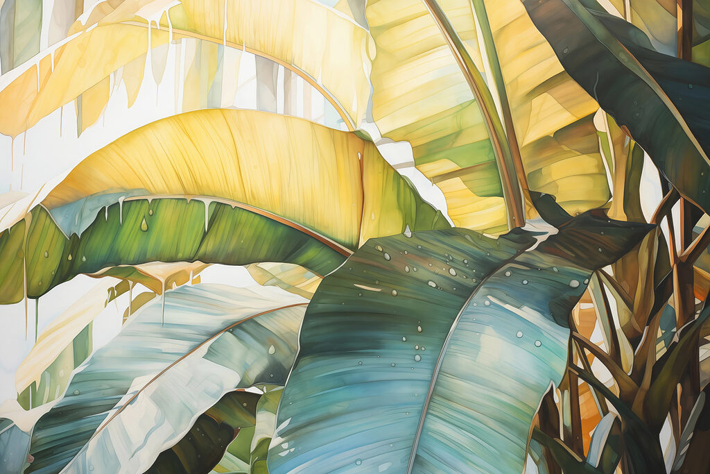 Feuilles vives au soleil — motif complet