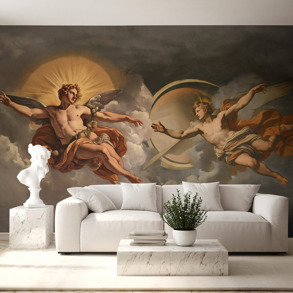 Ailes parmi les nuages dans un intérieur