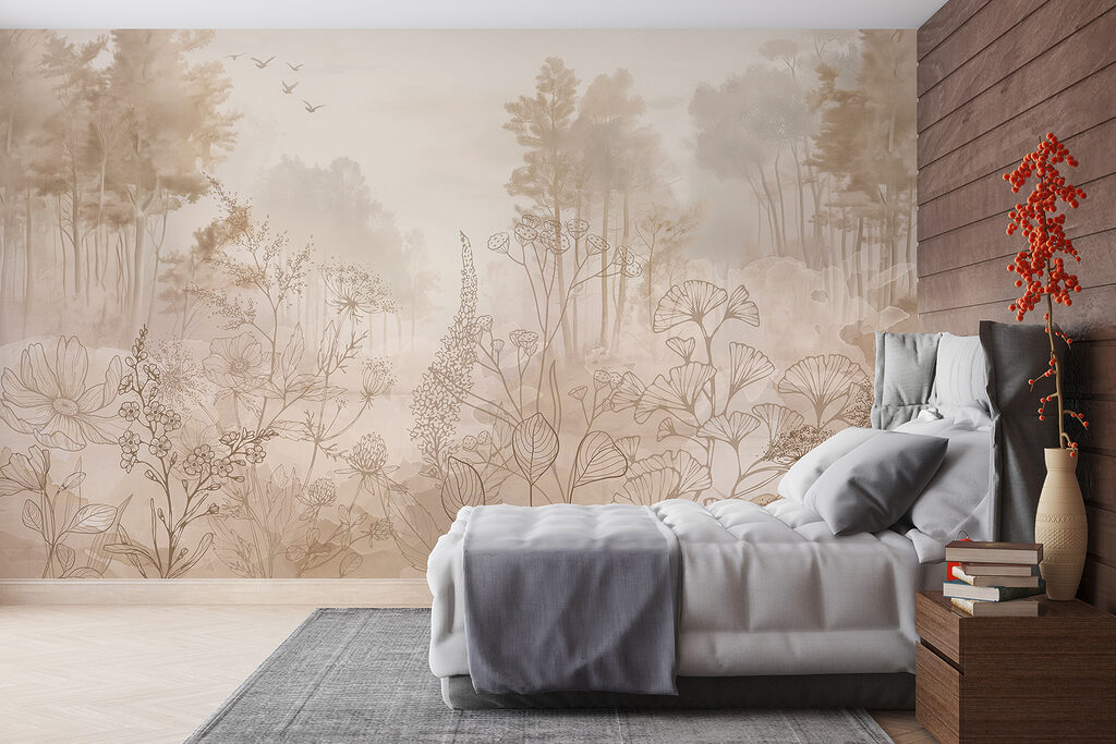 Contours fleuris en lisière dans un intérieur