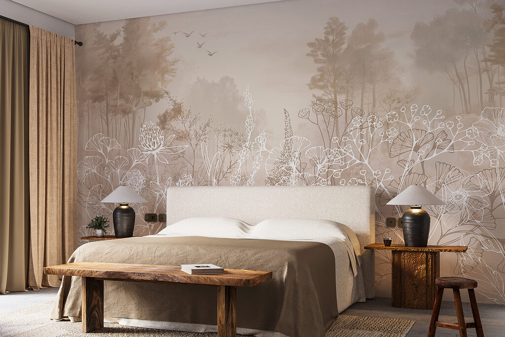 Lignes fleuries et arbres — intérieur 2