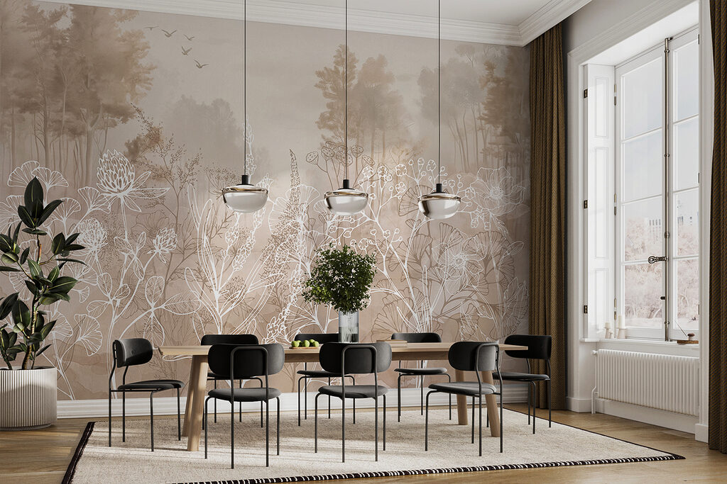Lignes fleuries et arbres — intérieur 4
