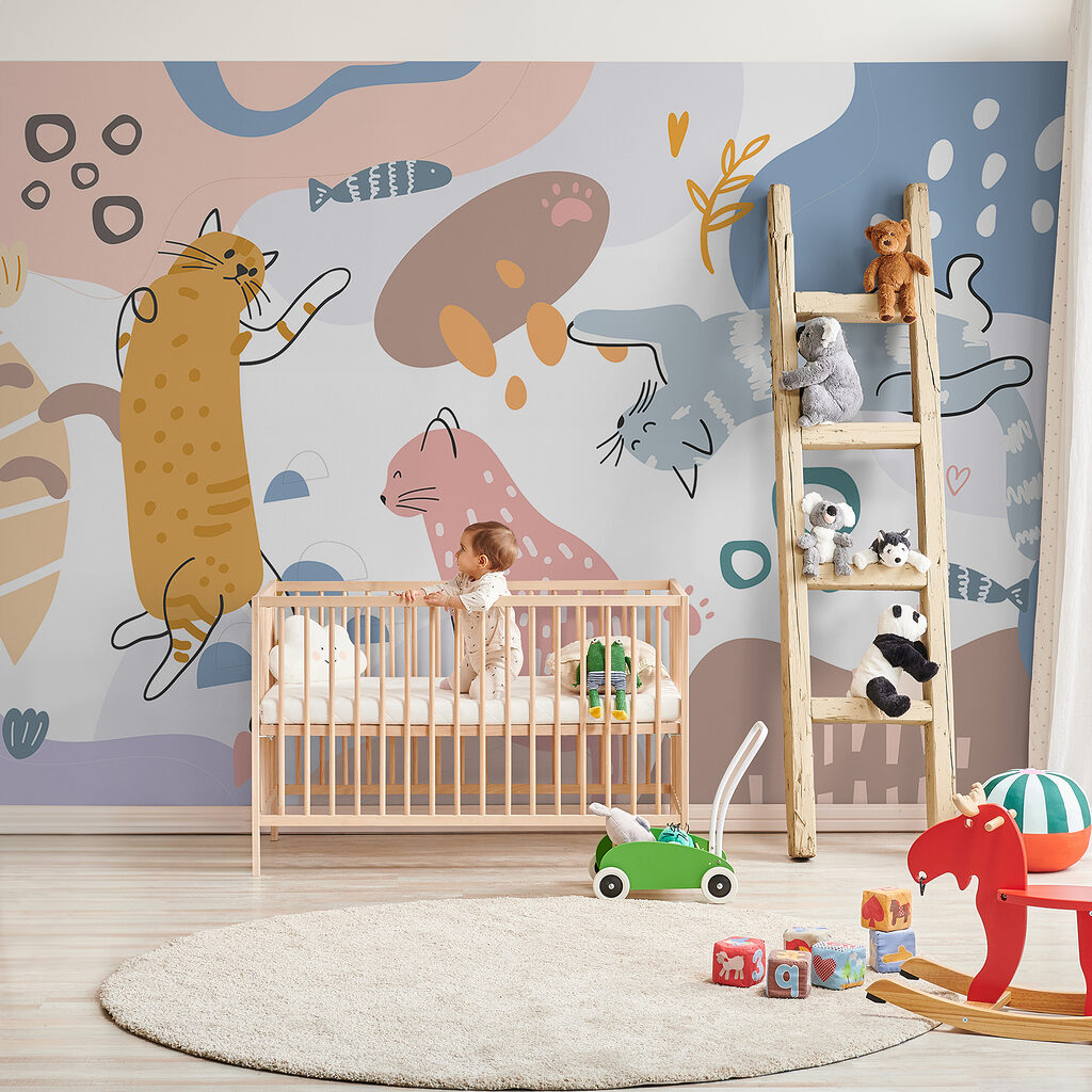 Chats joueurs et poissons — intérieur 1