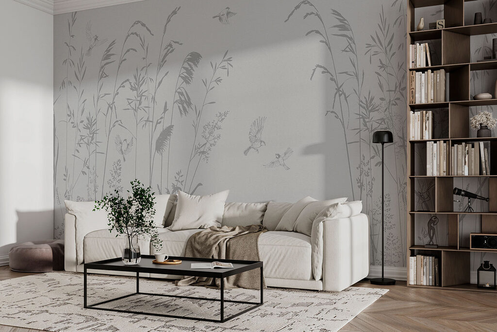 Envol parmi les herbes dans un intérieur