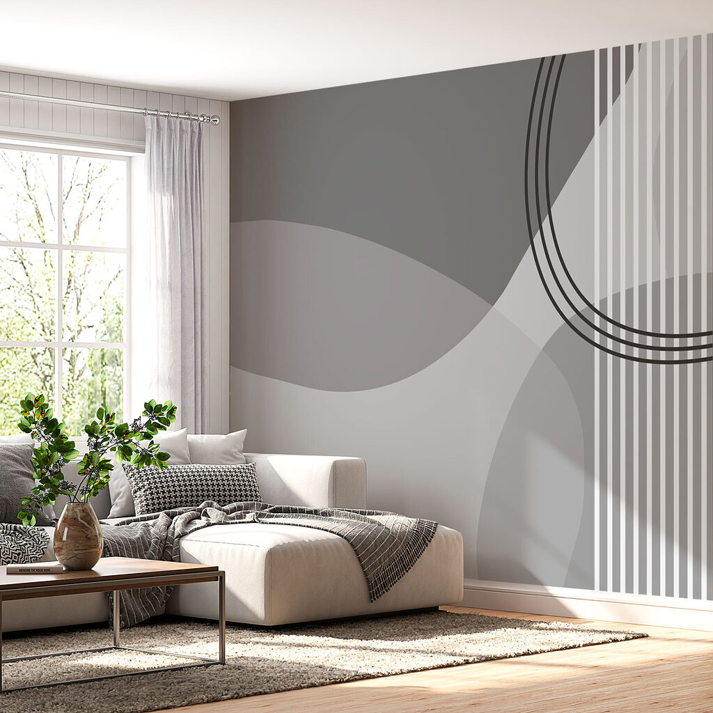Lignes et formes superposées dans un intérieur
