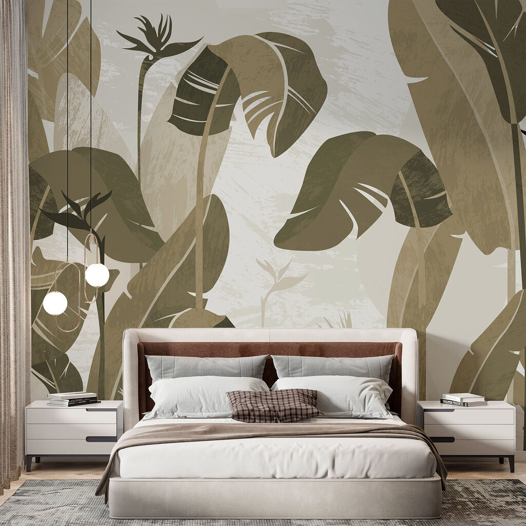 Hautes feuilles graphiques dans un intérieur