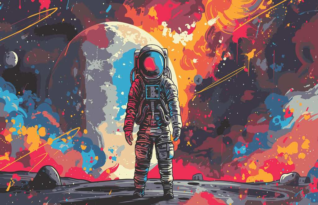 Astronaute dans l’espace — motif complet