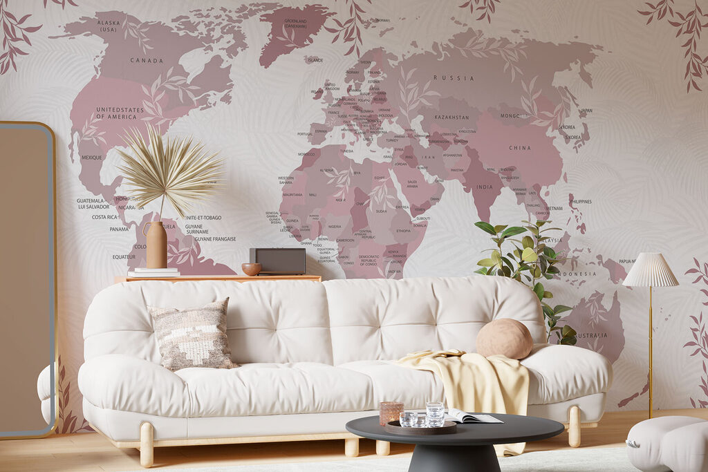 Mappemonde bordée de rameaux — intérieur 1