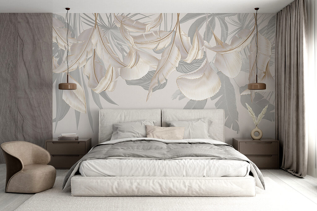 Fleurs et feuilles suspendues — intérieur 1