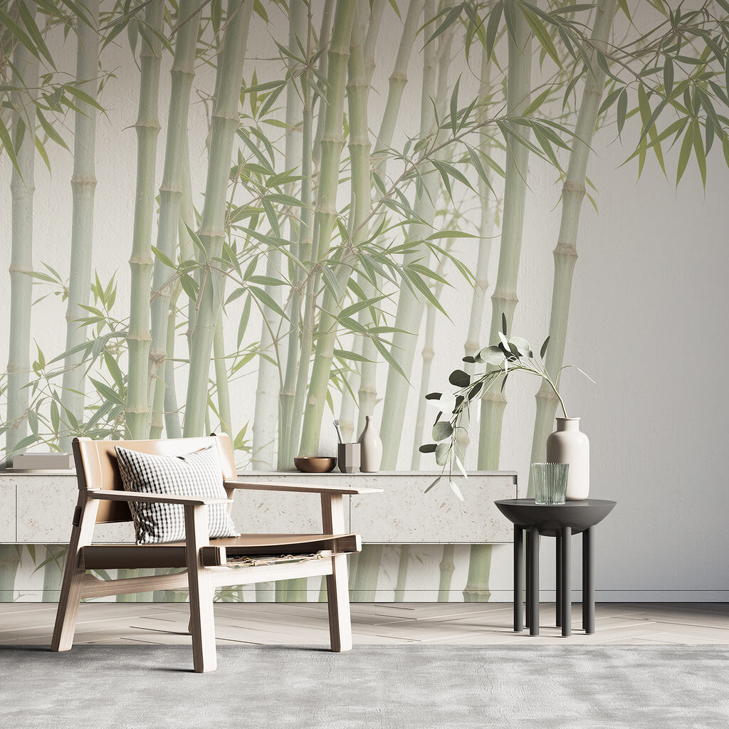 Bambous vert clair dans un intérieur