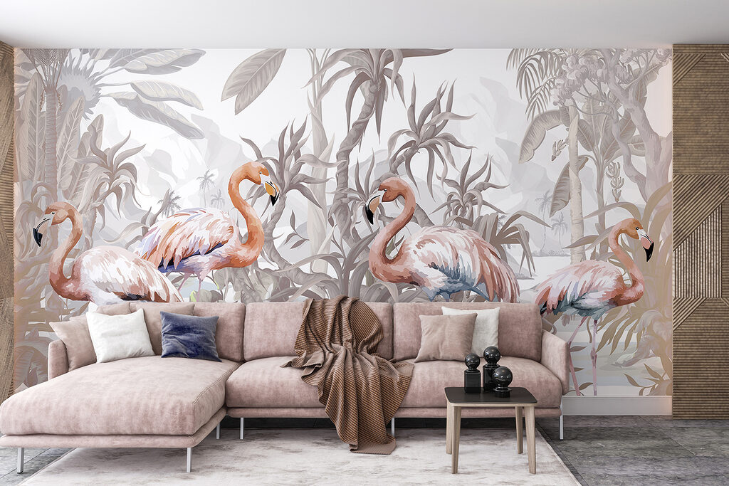 Flamants roses et palmiers — intérieur 3