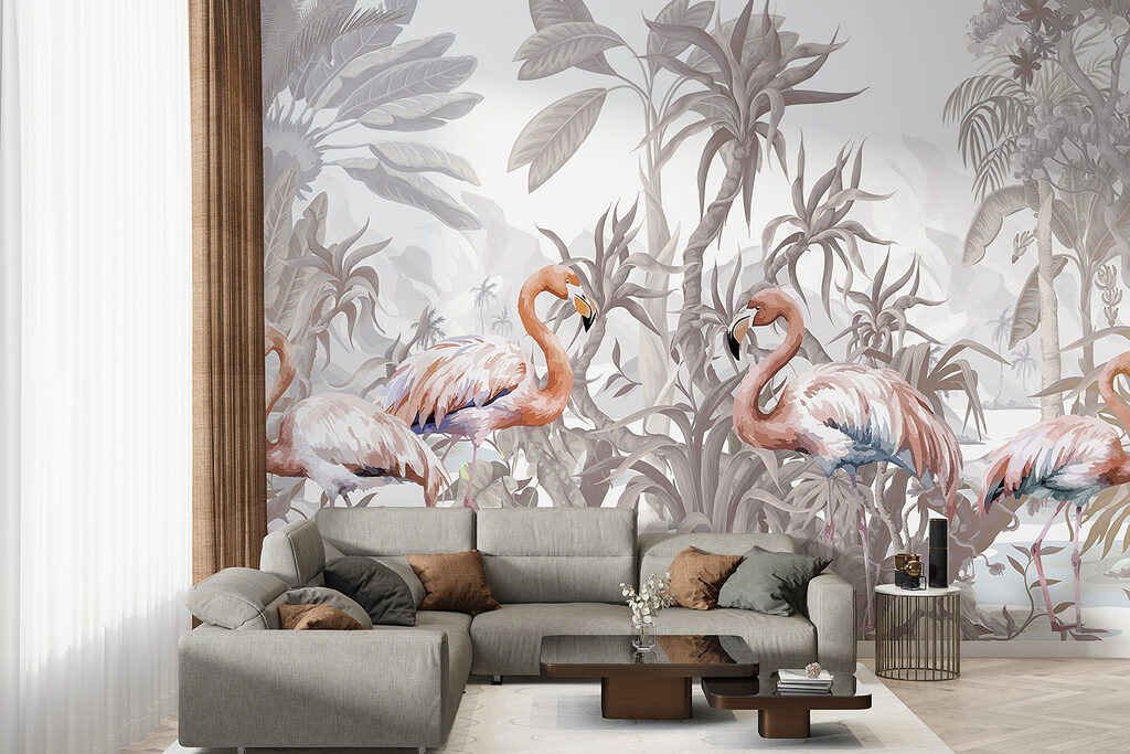 Flamants roses et palmiers — intérieur 4