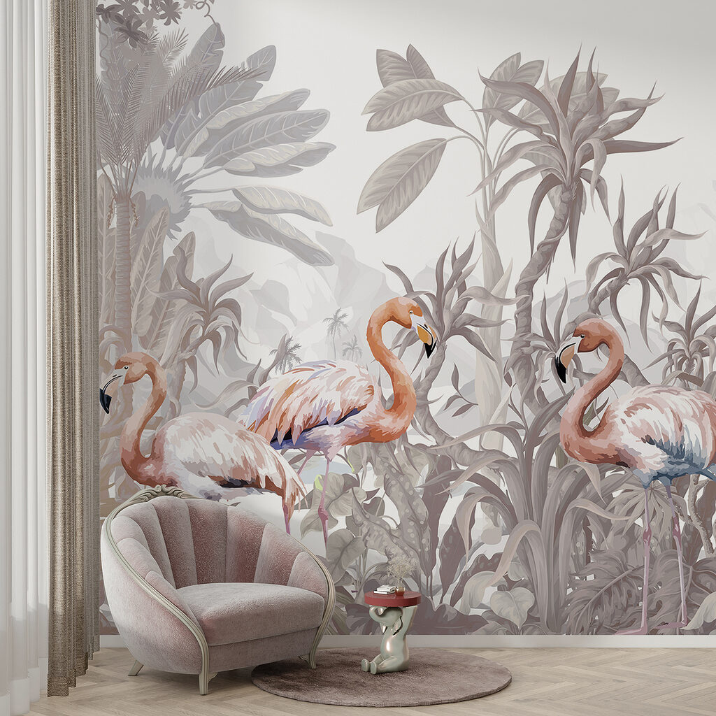 Flamants roses et palmiers — intérieur 5