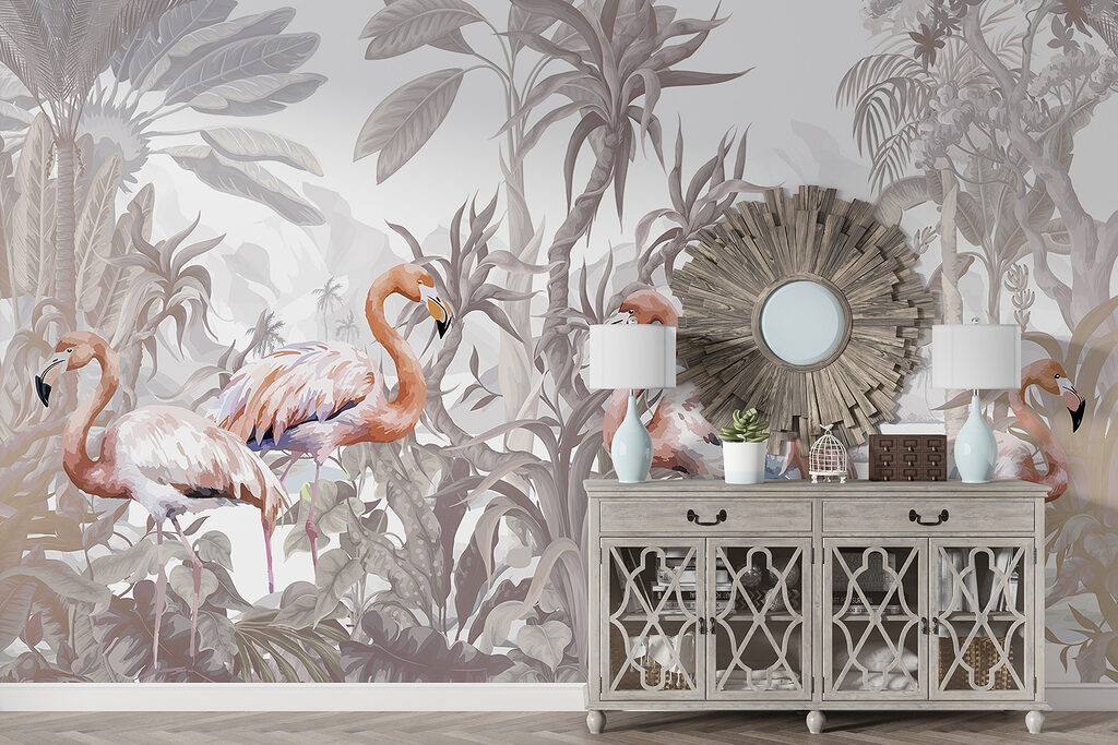 Flamants roses et palmiers — intérieur 6