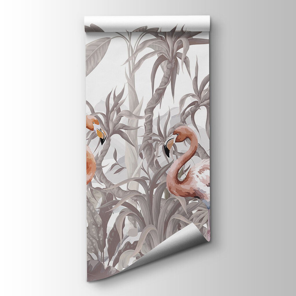 Flamants roses et palmiers — vue du produit