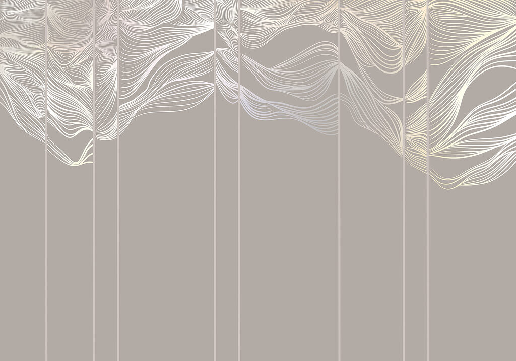 Lignes fluides et feuilles — motif complet