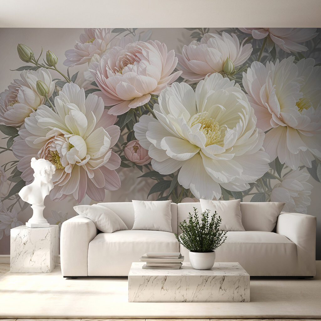 Doux bouquet rose crème dans un intérieur