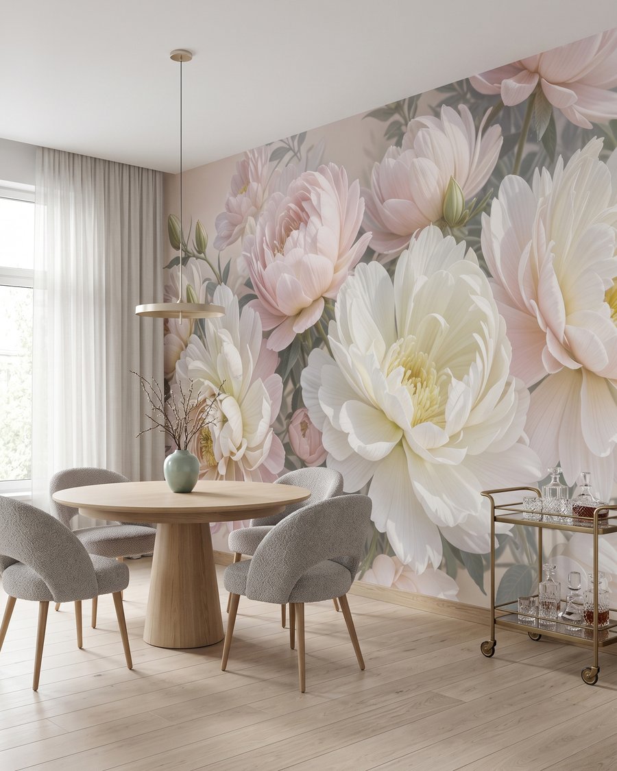 Doux bouquet rose crème dans un intérieur