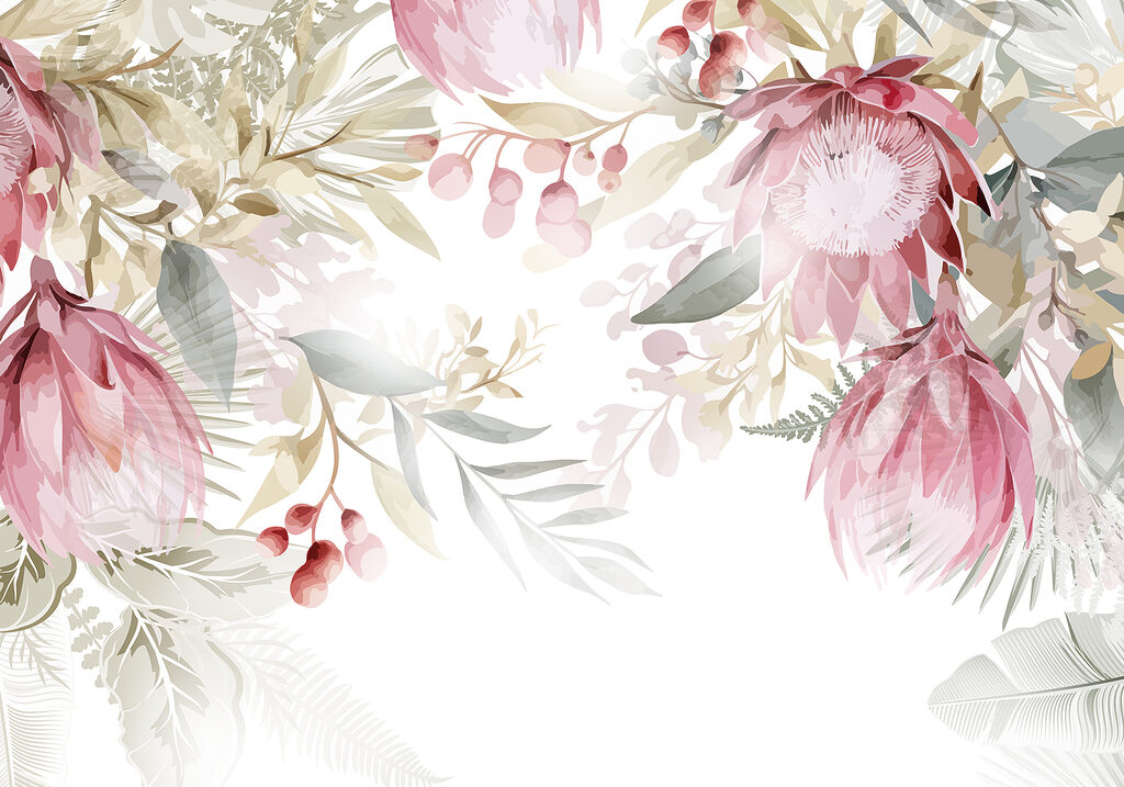Cadre fleuri pastel — motif complet