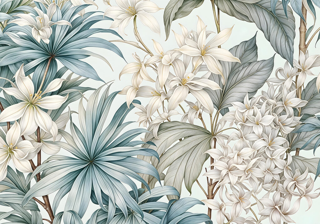 Jardin fleuri en lignes — motif complet