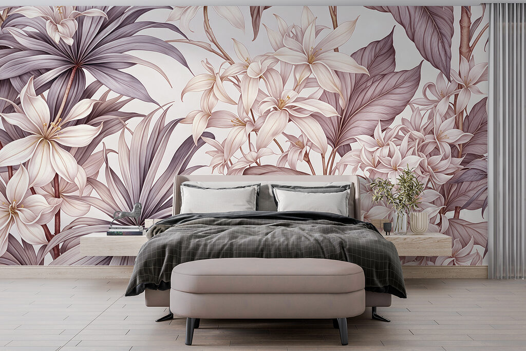 Jardin fleuri en lignes dans un intérieur
