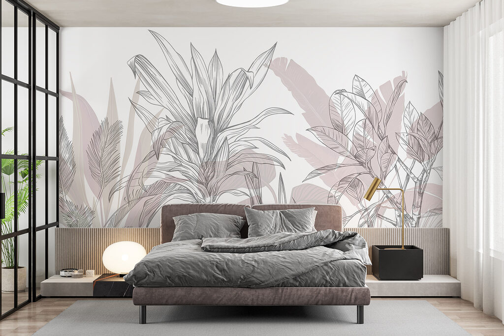 Esquisse tropicale au crayon dans un intérieur