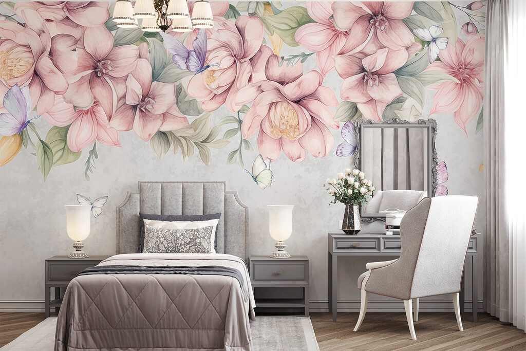 Fleurs et papillons virevoltants — intérieur 2