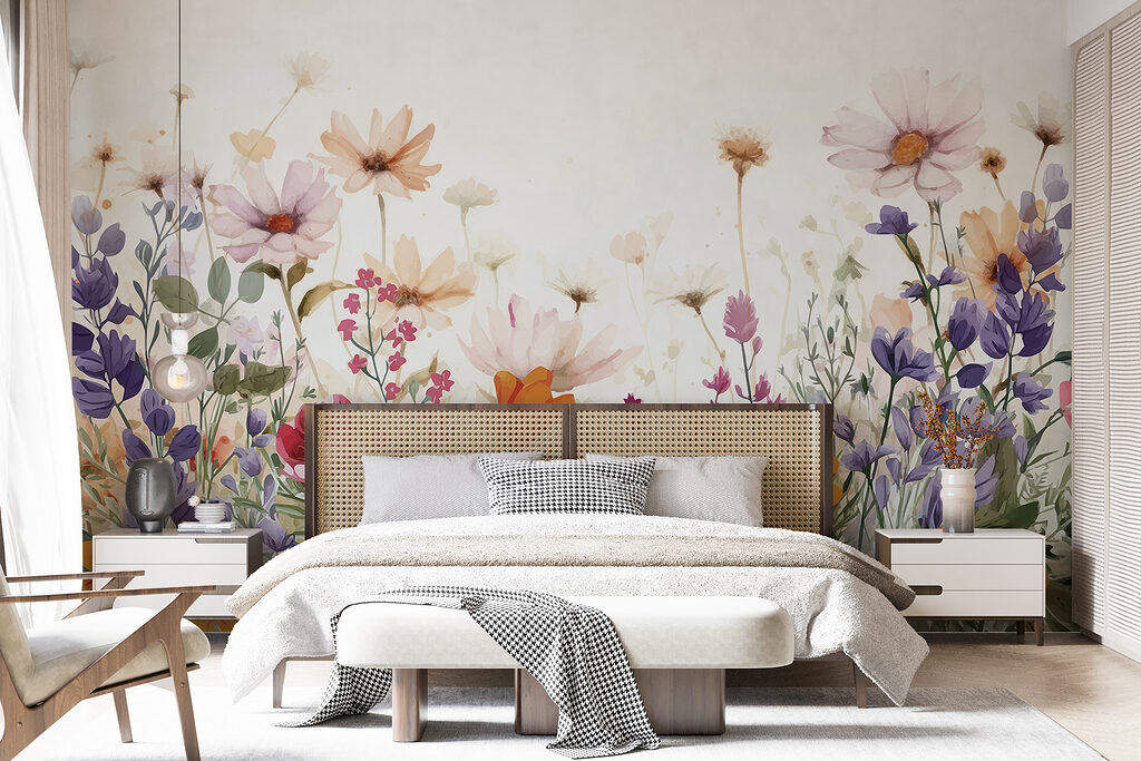 Fleurs des champs bigarrées dans un intérieur