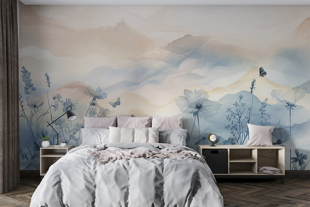 Fleurs devant les montagnes — intérieur 1