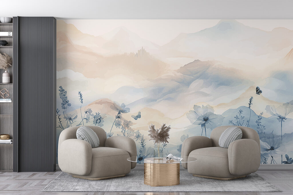 Fleurs devant les montagnes — intérieur 3