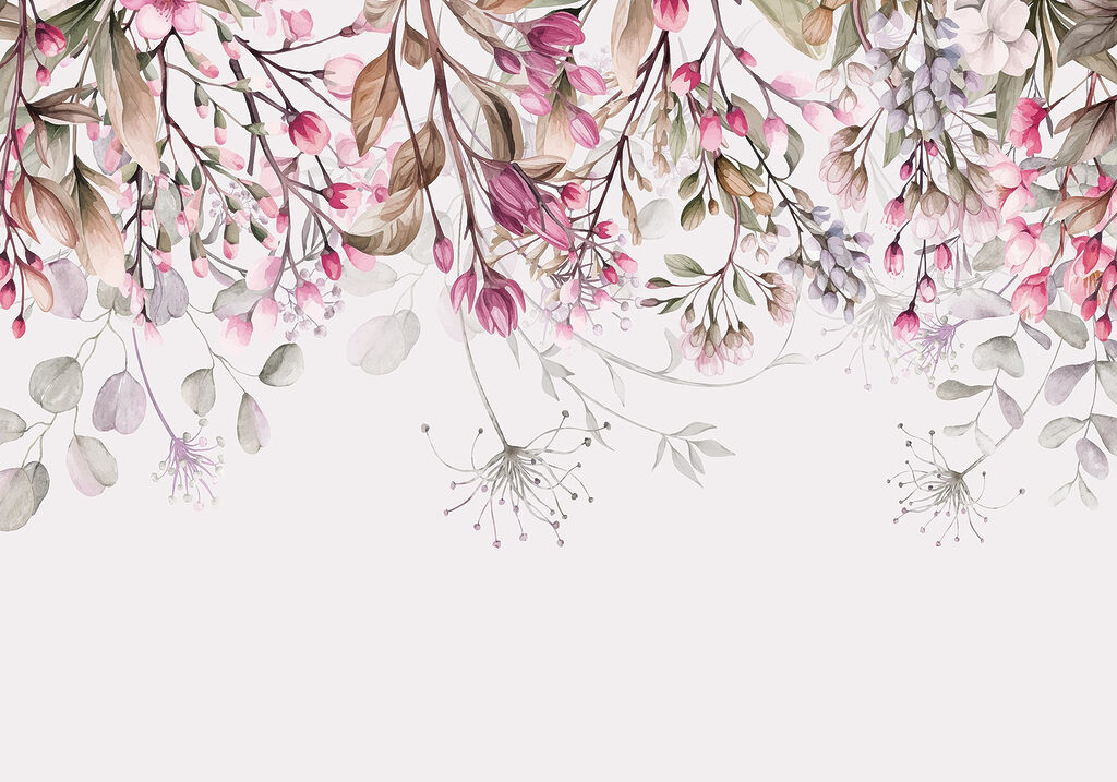 Bordure fleurie à l’aquarelle — motif complet