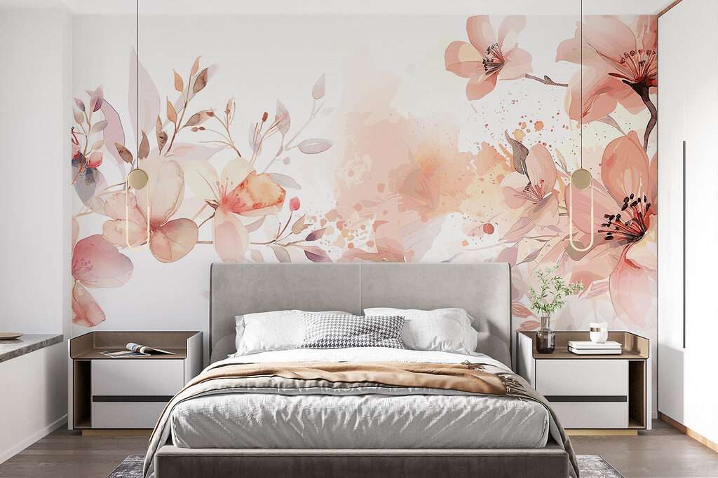 Floraison et éclaboussures dans un intérieur
