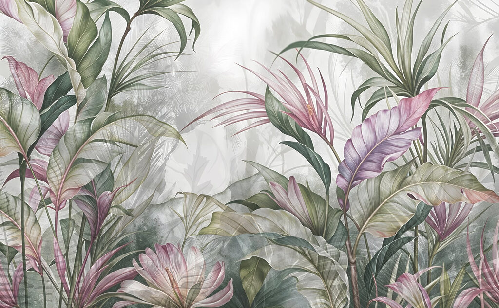 Longues feuilles tropicales — motif complet