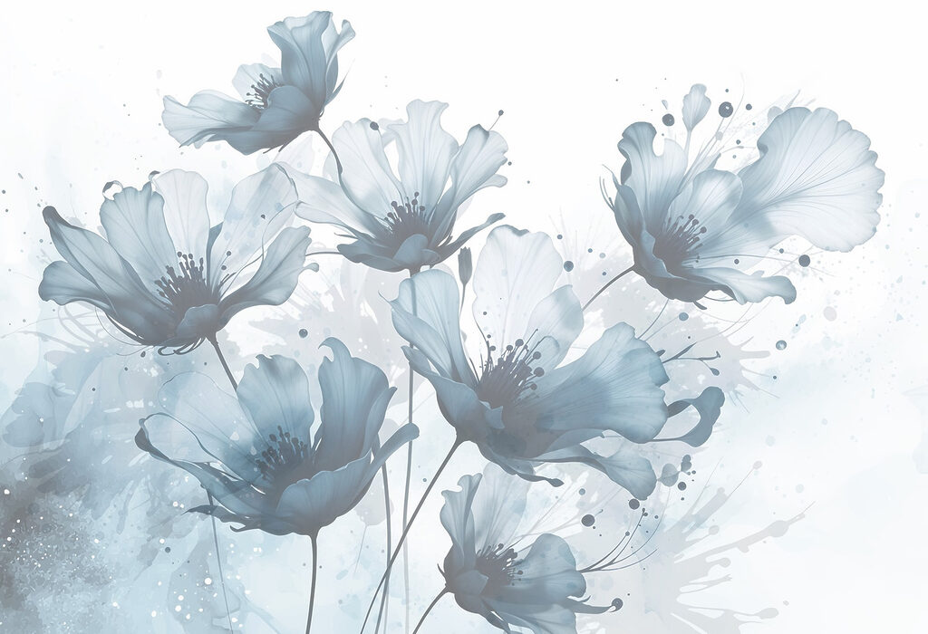 Fleurs aux projections colorées — motif complet