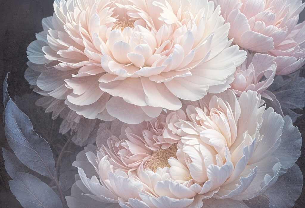 Fleurs blanches aériennes — motif complet