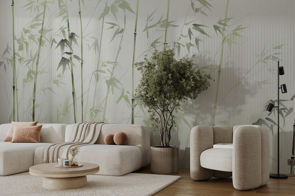 Bambous élancés dans un intérieur