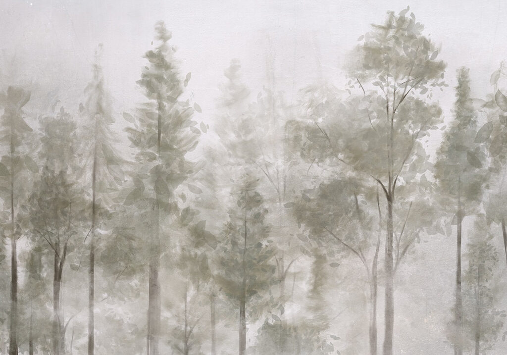 Arbres dans la brume — motif complet