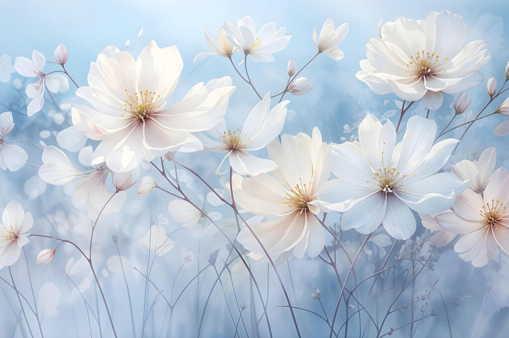 Fleurs face au ciel — motif complet