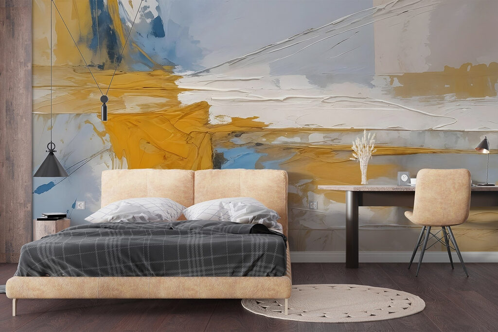 Aplats de couleur croisés dans un intérieur