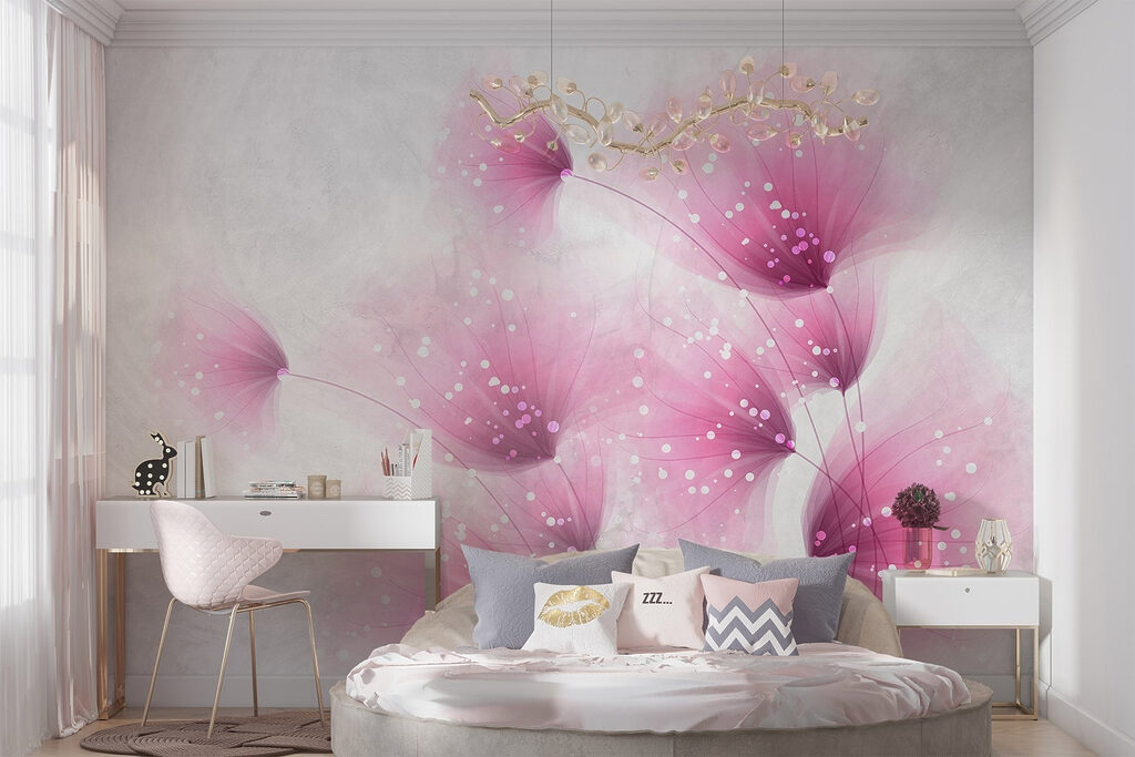 Fleurs roses mouchetées — intérieur 1