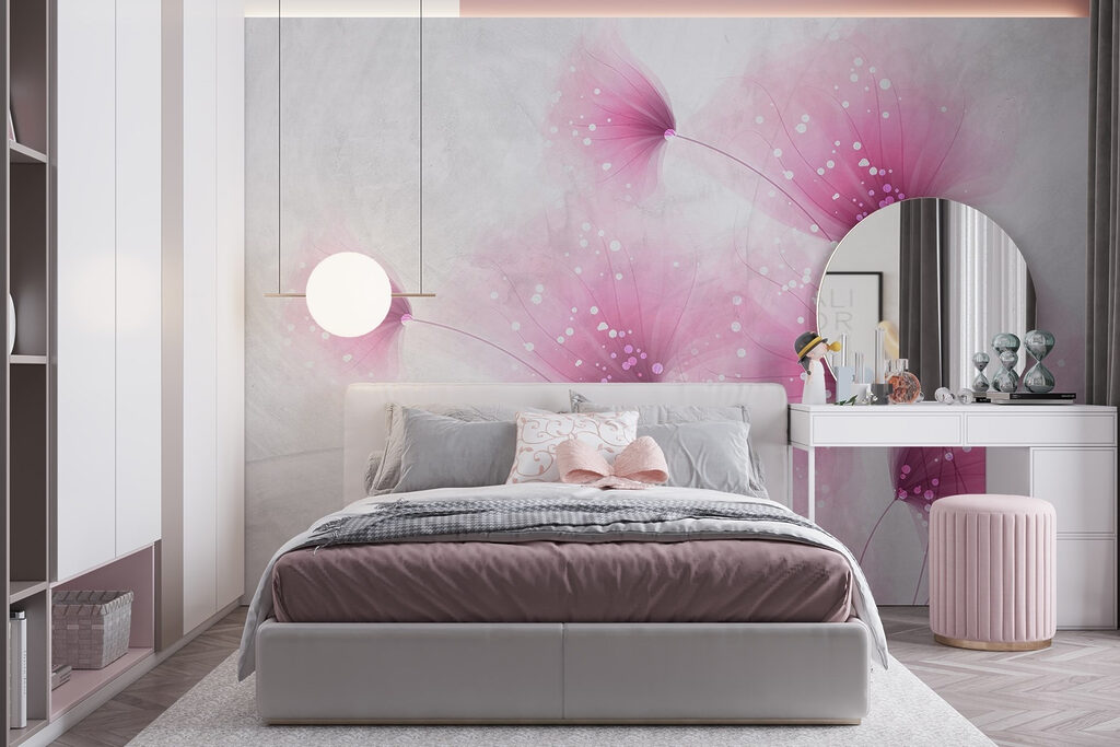 Fleurs roses mouchetées — intérieur 3