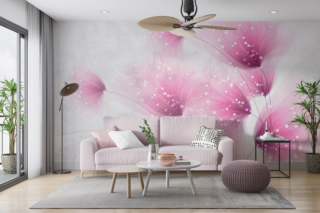 Fleurs roses mouchetées — intérieur 5