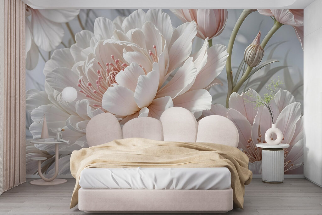 Éclosion blanche et rose dans un intérieur