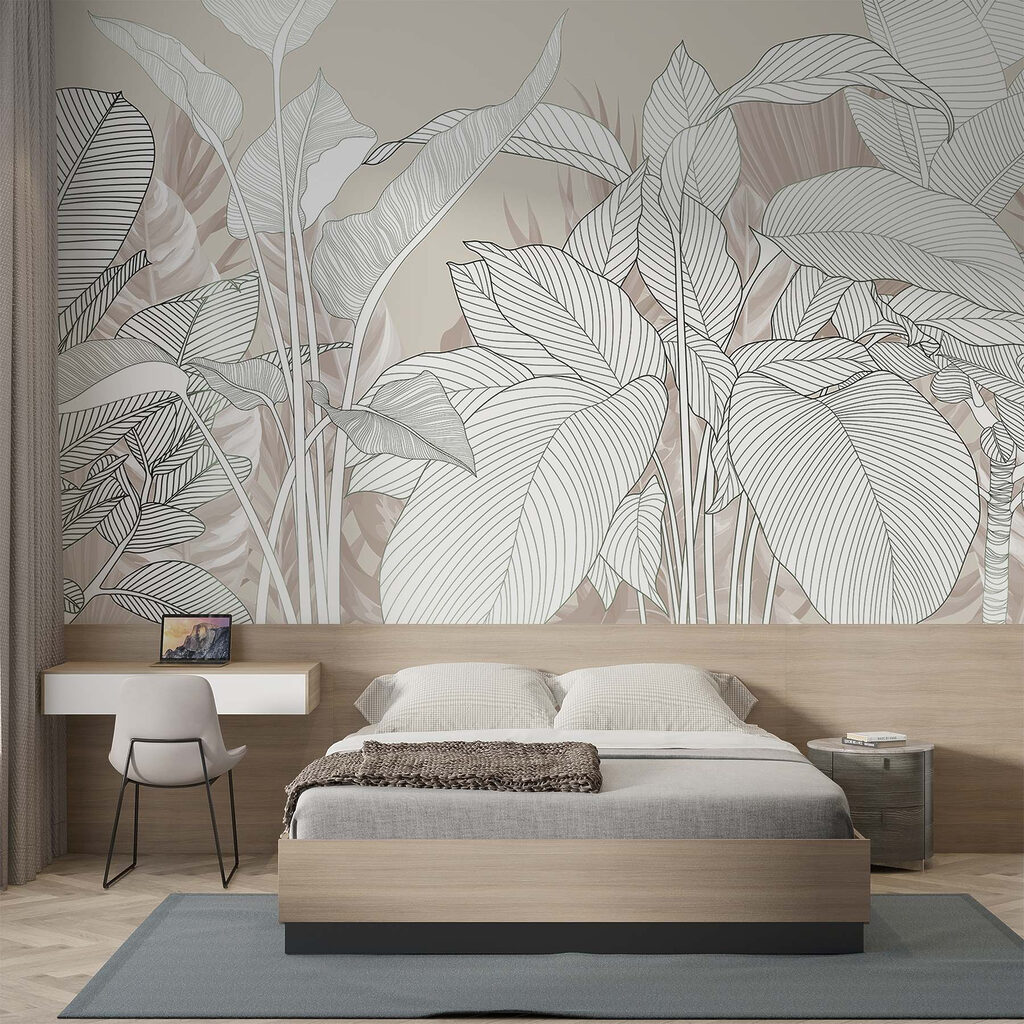 Feuilles en lignes fines dans un intérieur