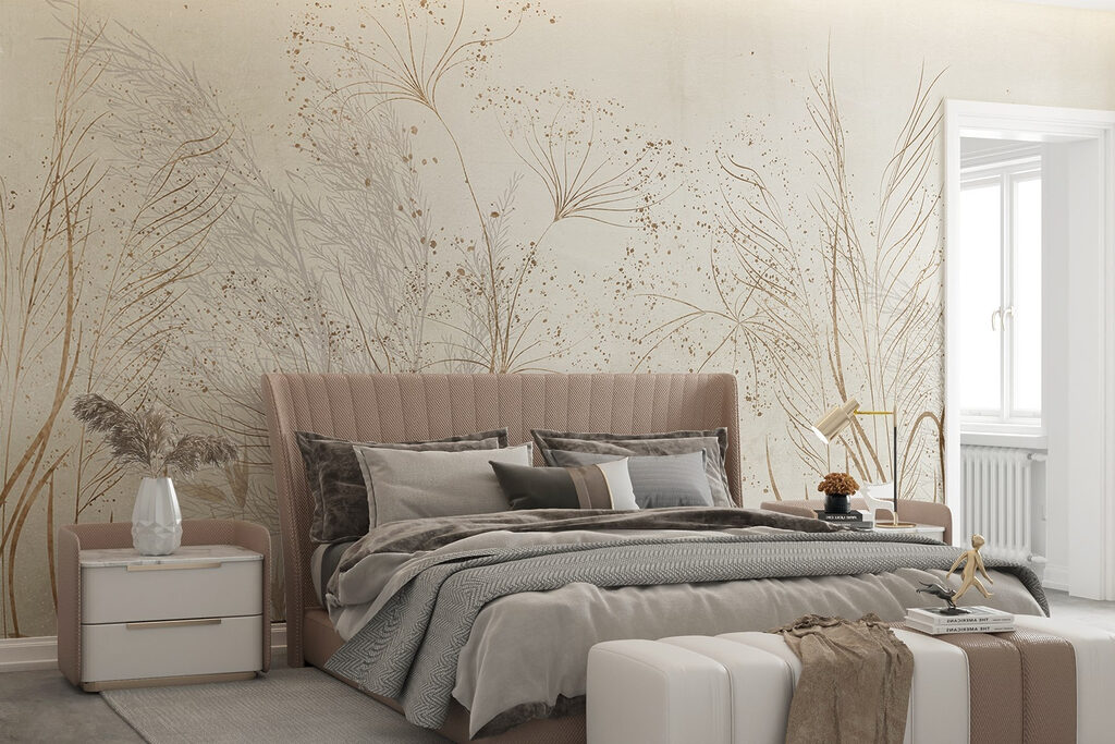 Ombelles et brins d’herbe dans un intérieur